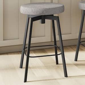 Amisco Tanner 26 in. Swivel Counter Stool - Grey Polyester with Black Pepper Spots/Black Metal