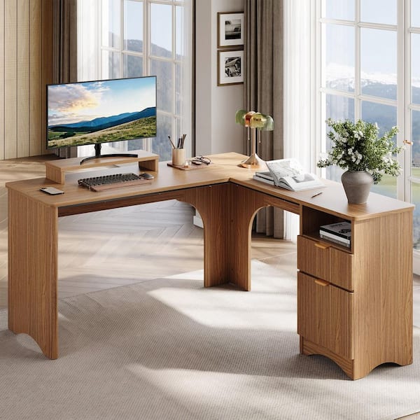 SAUDER Whitaker Point 66 in. L-Shape Natural Maple Computer Desk
