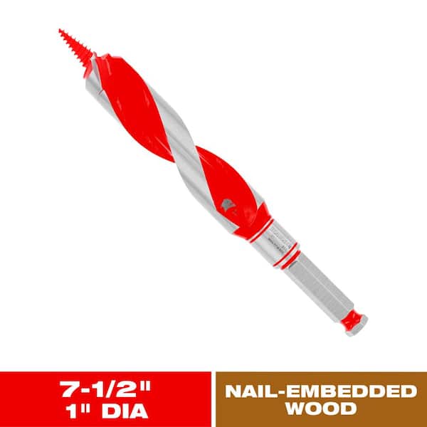 1 in. x 7-1/2 in. Carbide Auger Drill Bit for Wood and Nail-Embedded Wood