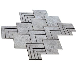 Rome Stone Gray 5 in. x 5 in. 4mm Stone Peel and Stick Backsplash Tile Sample Cut Tile (.17 sq. ft./Sample)