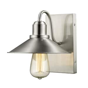 Niven 1-Light Brushed Nickel Modern Sleek Wall Sconce with Brushed Nickel Steel Shades