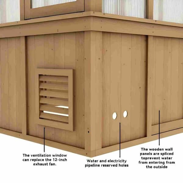 Kingdely 14.03 ft. W x 10.46 ft. D x 7.86 ft. H Natural Cedar Wood