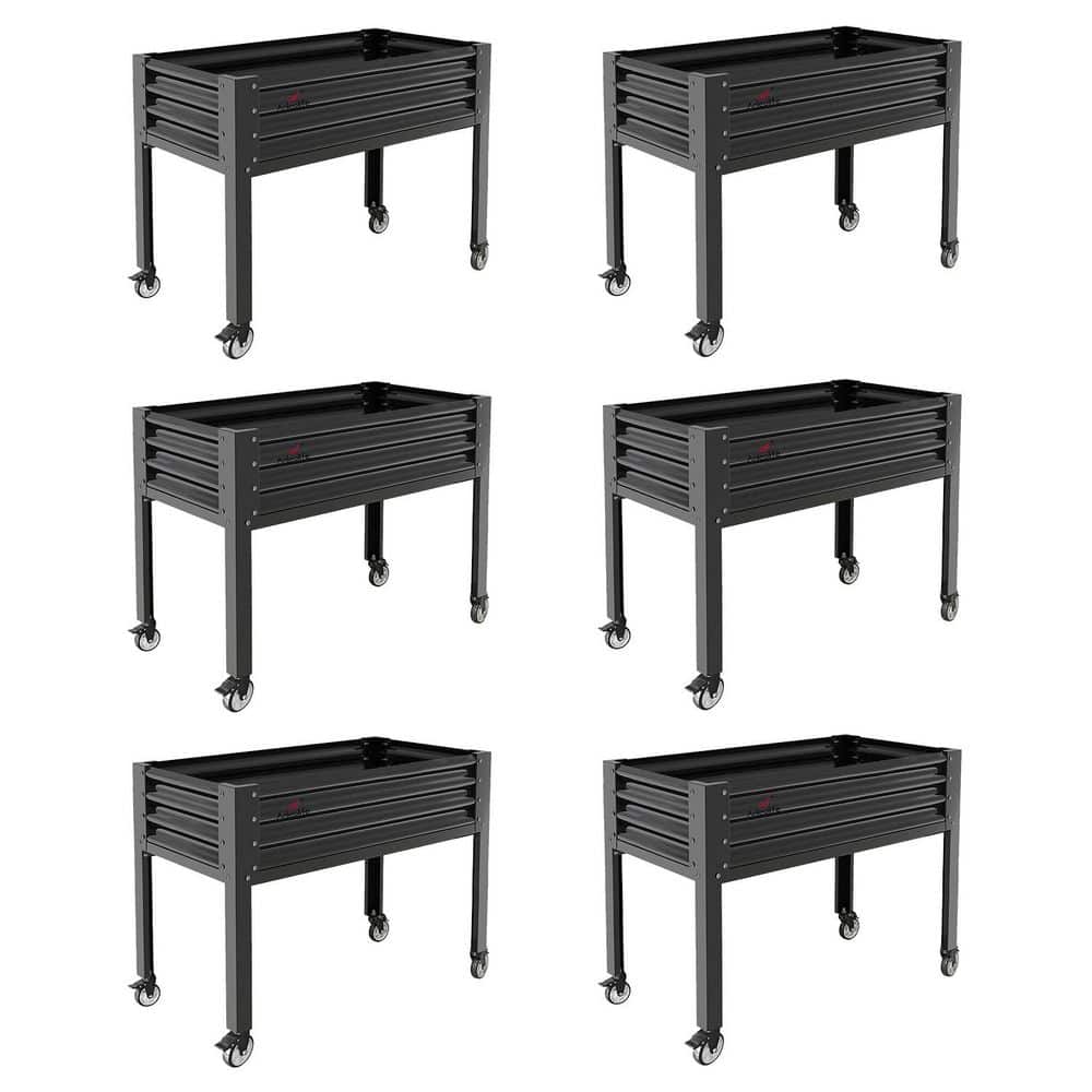 48 x 24 x 35 in. 6-Set Galvanized Steel Raised Garden Bed with Legs, Elevat