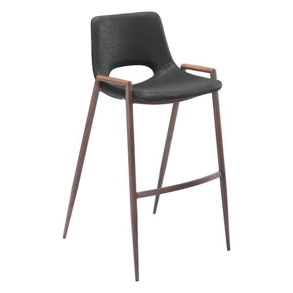 ZUO Desi Black High Back Metal Bar Height (28-33 in.) Bar Stool