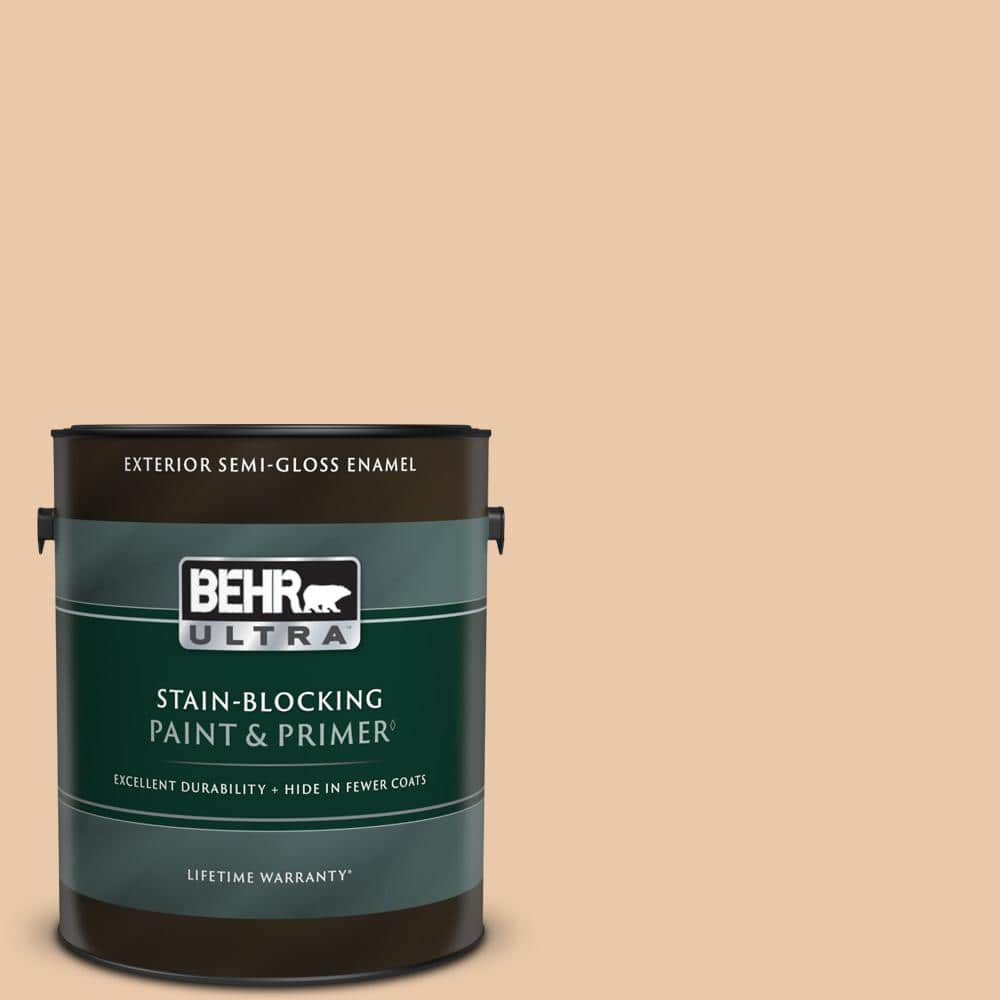 BEHR ULTRA 1 Gal. #S250-2 Almond Biscuit Semi-Gloss Enamel Exterior ...