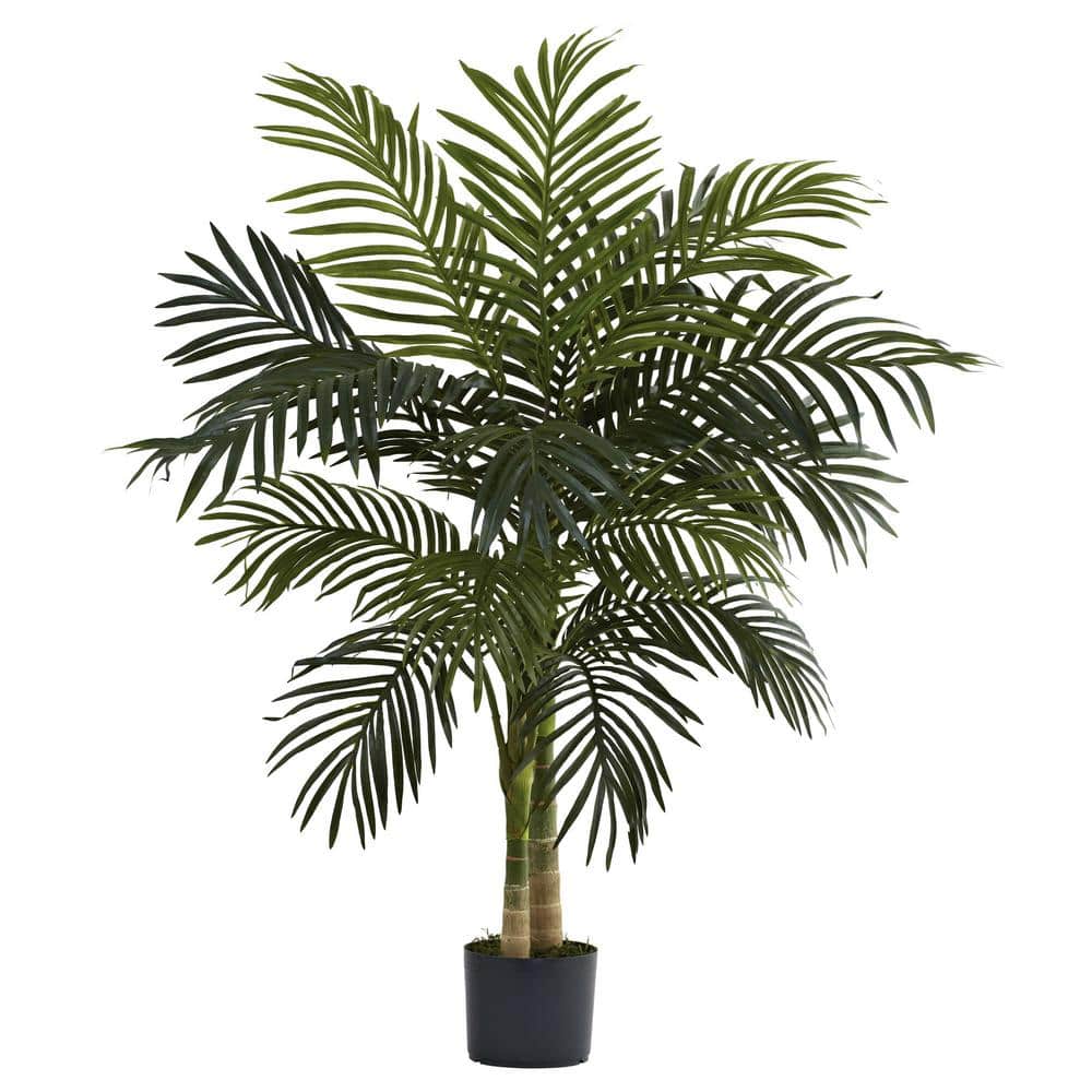 Indoor 4 ft. Artificial Cane Palm Tree in Pot