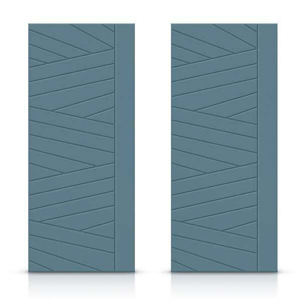 CALHOME 48 in. x 84 in. Hollow Core Dignity Blue Painted Composite MDF Interior Double Closet Sliding Doors