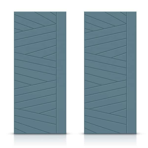 CALHOME 60 in. x 96 in. Hollow Core Dignity Blue Painted Composite MDF Interior Double Closet Sliding Doors