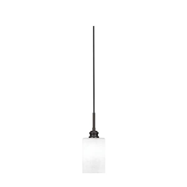 Unbranded Albany 60-Watt 1-Light Espresso Pendant Mini Pendant Light Square White Muslin Glass and Light Bulb Not Included