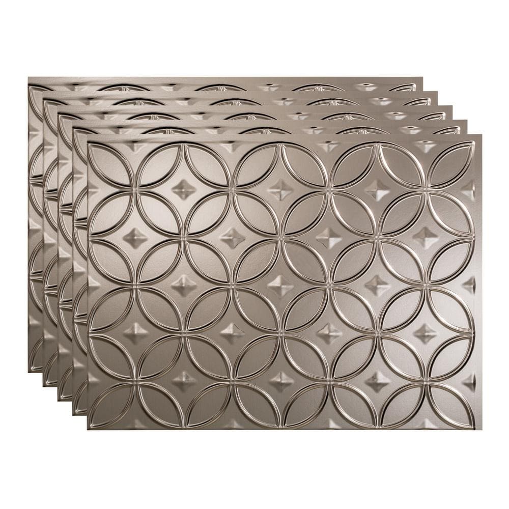 18.25 in. x 24.25 in. Rings Vinyl Backsplash Panel in Brushed Nickel (5-Pack) price history on PriceWatchPro
