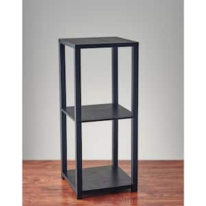 27.75 in. Black Wood 3-shelf Etagere Bookcase with Open Back