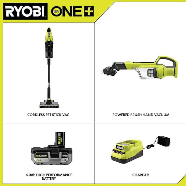 RYOBI 18V ONE+ Lithium-Ion Cordless Hand Vacuum Kit with 2.0 Ah