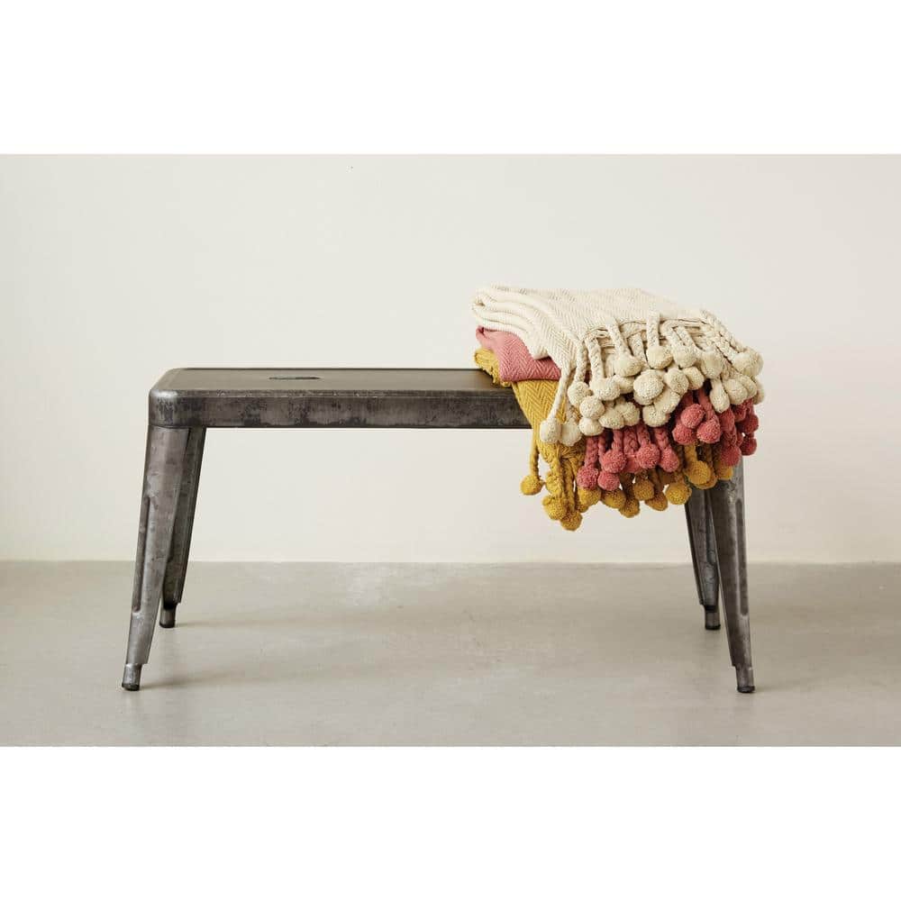 Sleek 40'' Galvanized Metal Bench in Grey and Brown