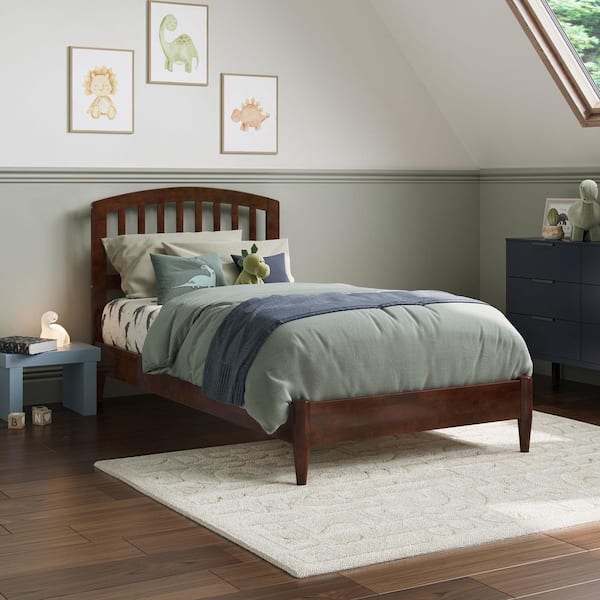 AFI Quincy Walnut Brown Solid Wood Frame Twin Low Profile Platform Bed