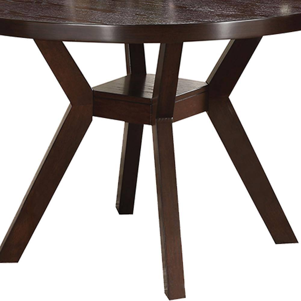 Espresso Finish Contemporary Round Wood Dining Table, Seats Four