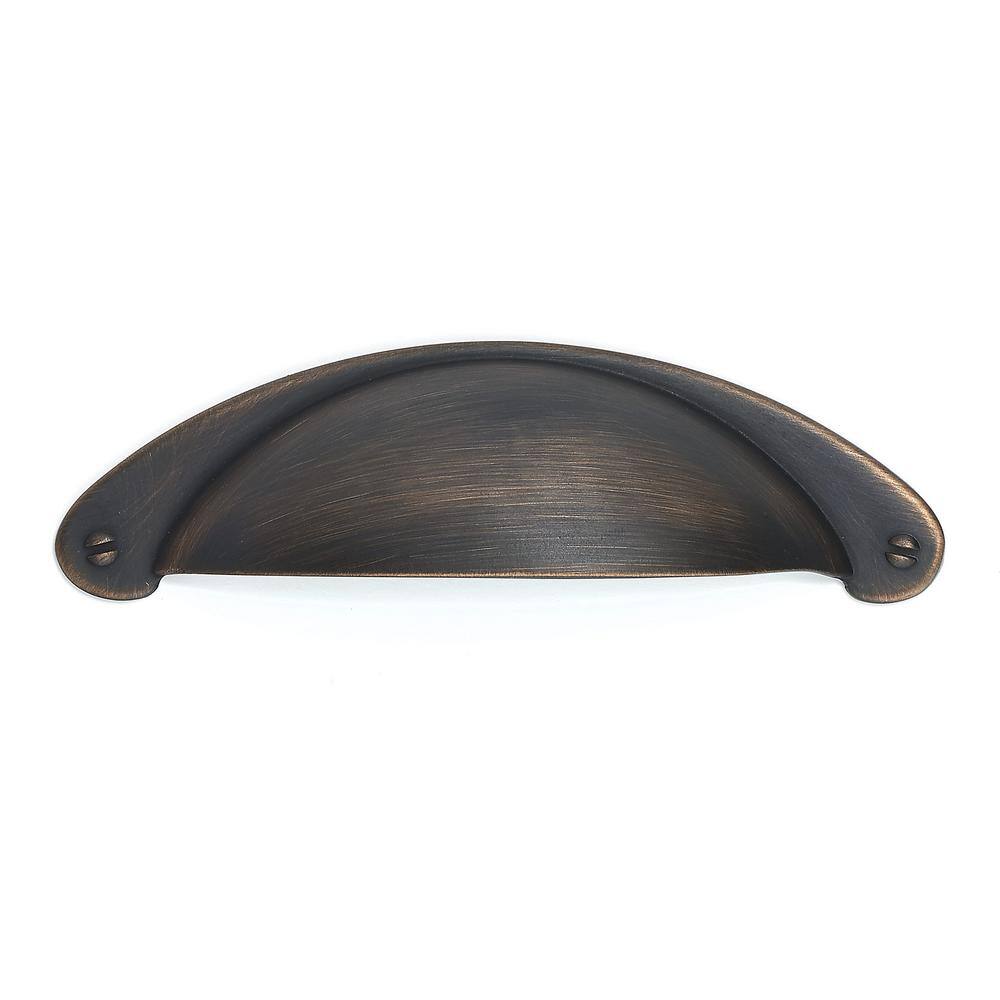 Oil-Rubbed Bronze Traditional Cup Cabinet Pull with Mounting Hardware