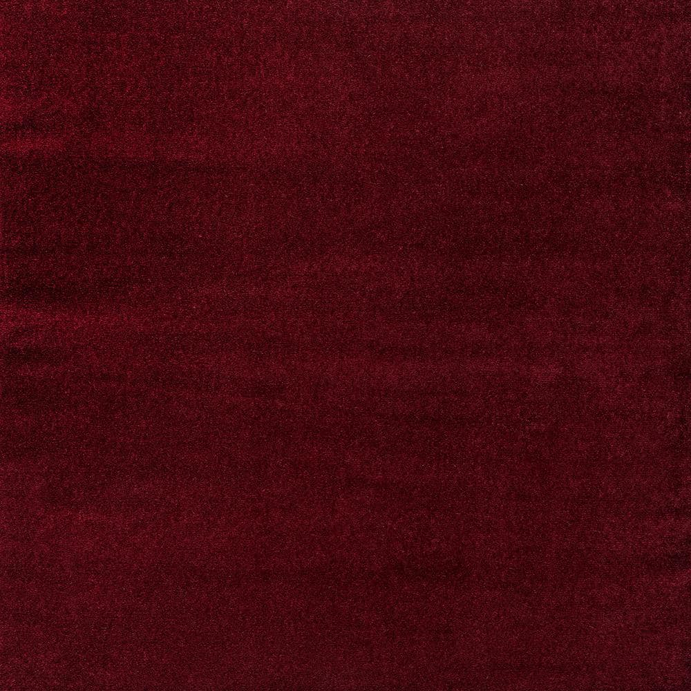 6' Square Dark Red Synthetic Low-Pile Area Rug
