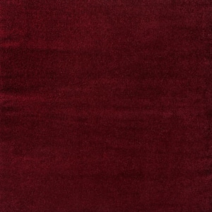 Haze Solid Low-Pile Dark Red 6' Square Area Rug