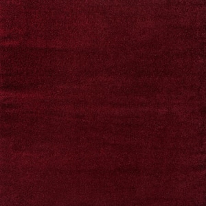 Haze Solid Low-Pile Dark Red 9 ft. x 9 ft. Square Area Rug