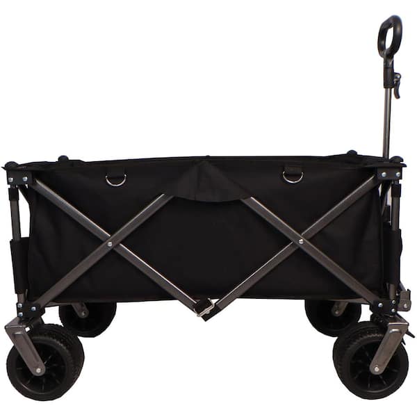 FIROMO 300 lbs. Capacity 2 cu. ft. Folding Fabric Utility Wagon Beach Serving Shopping Trolley Garden Cart (Black)