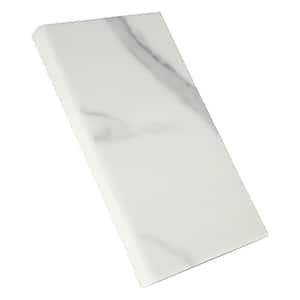 Calacatta Nowy White Single Beveled 6 in. x 73 in. Polished Marble Floor and Wall Tile (6.08 linear ft.)