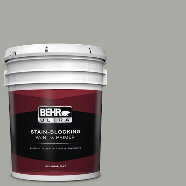 BEHR ULTRA 5 gal. #ECC-35-1 Silver Clouds Flat Exterior Paint & Primer