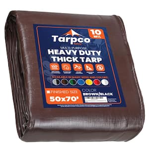 50 ft. x 70 ft. Brown/Black 10 Mil Heavy Duty Polyethylene Tarp, Waterproof, UV Resistant, Rip and Tear Proof