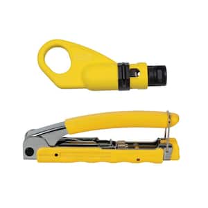Compact, Multi-Connector Compression Crimper and Cable Stripper and 2-Level Coaxial Cable Stripper Tool Set
