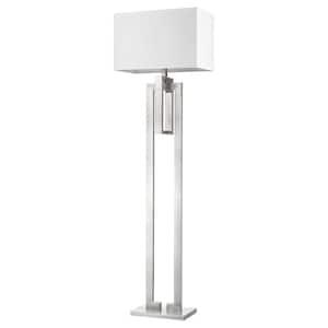 64 in. Nickel Traditional Shaped Standard Floor Lamp With White Rectangular Shade