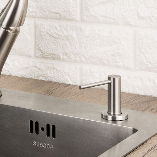Brushed Nickel Kitchen Sink Soap Dispenser with Built in Bottle and Stainless Steel Screw, Countertop Pump Hand Lotion