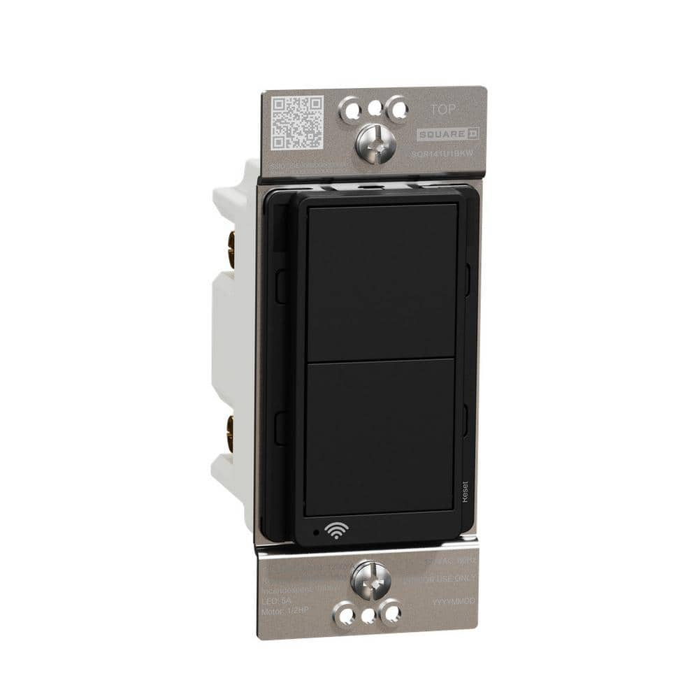 Square D Series 15-Amp Single-Pole/3-Way Smart Rocker Master Light Switch, Matte Black | SQR141U1BKW