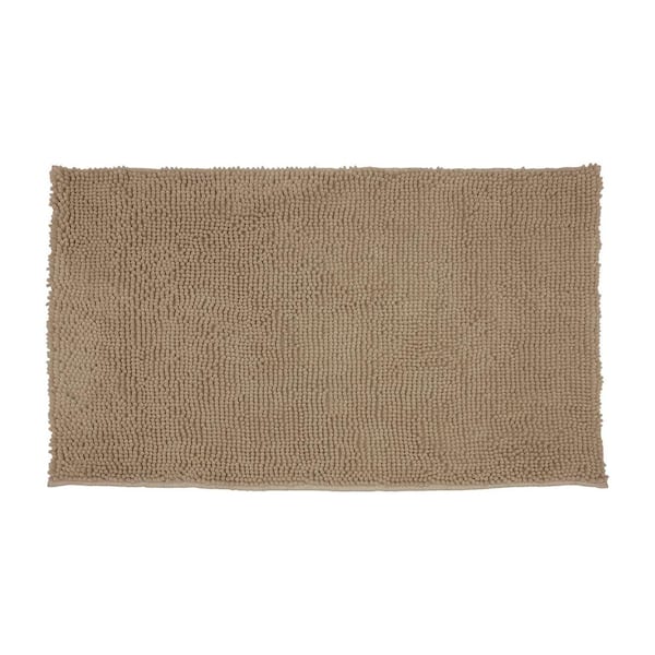 Resort Collection Plush Shag Chenille Linen 17 in. x 24 in. Bath Rug ...