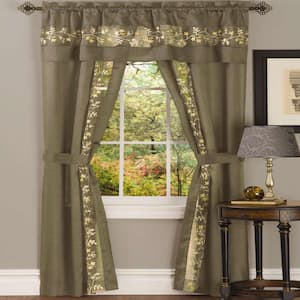 Fairfield 55 in. W x 63 in. L Polyester Light Filtering 5 Piece Window Curtain Set in Taupe