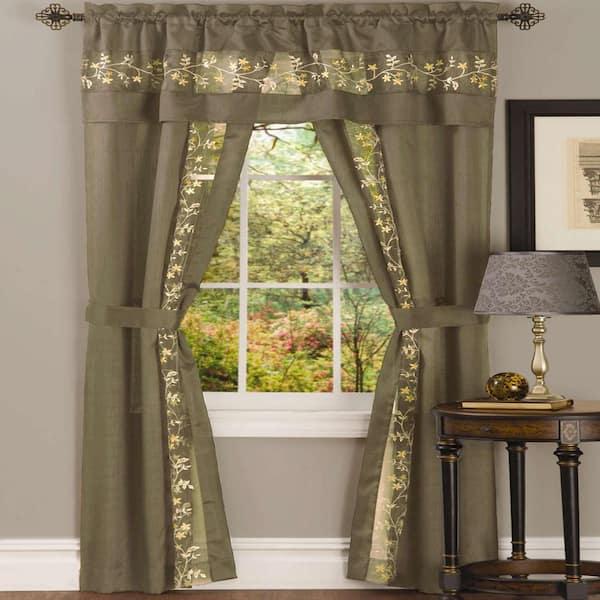 Fairfield 55 in. W x 63 in. L Polyester Light Filtering 5 Piece Window Curtain Set in Taupe