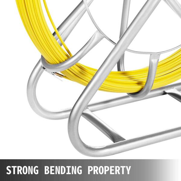 Duct Rodder Fishtape VEVOR 600 Ft Fiberglass | 5/16" Non-Conductive Wire  Puller For Conduit | With Steel Reel Stand & 3 Pulling Heads Fish Tape