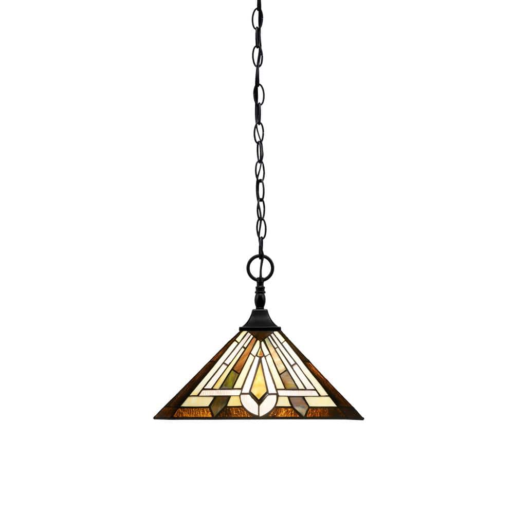 Kingston 14 in. 1-Light Matte Black Chain Pendant Light with 14 in. Tahoe A
