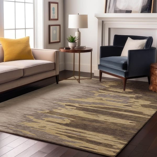 Mayfield Premium Machine Washable Abstract AMF1050 Coffee 5 ft. x 7 ft. 6 in. Area Rug
