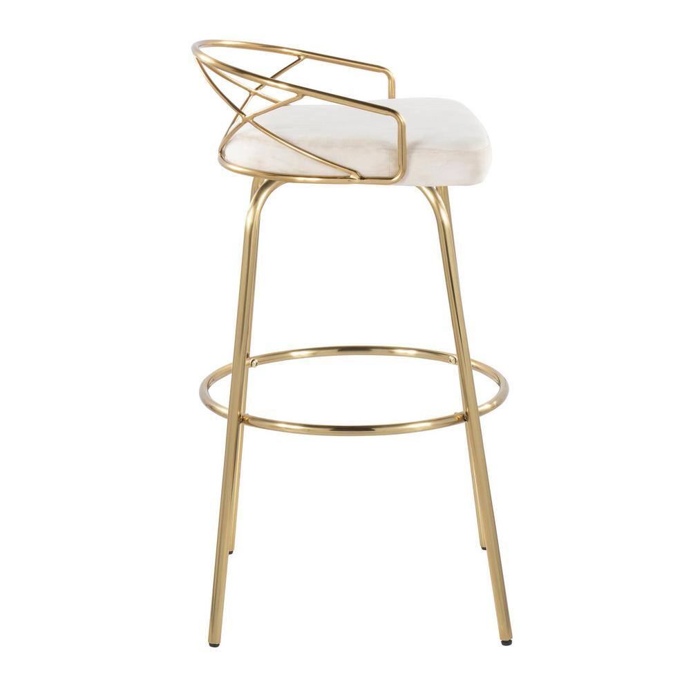 Charlotte 30" Gold Metal and White Swivel Barstool Set