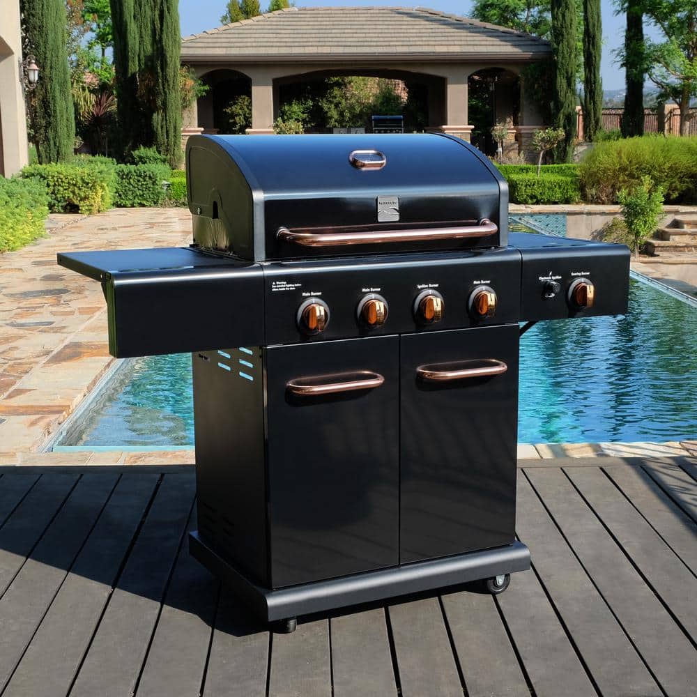 Kenmore Black and Copper 4-Burner Propane Gas Grill with Side Burner