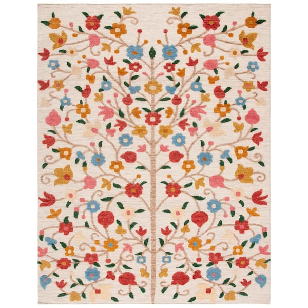 SAFAVIEH Kenya Ivory/Pink 9 ft. x 12 ft. Floral High-Low Area Rug