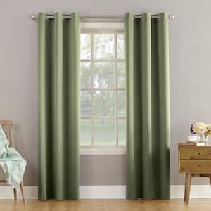 Tovi Sage Green Polyester 40 in. W x 63 in. L Grommet Room Darkening Curtain (Single Panel)