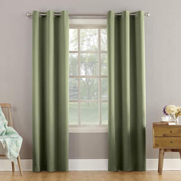 Tovi Sage Green Polyester 40 in. W x 95 in. L Grommet Room Darkening Curtain (Single Panel)