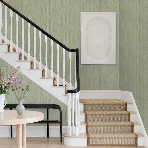 A-Street Prints Justina Green Faux Grasscloth Wallpaper 2971-86344