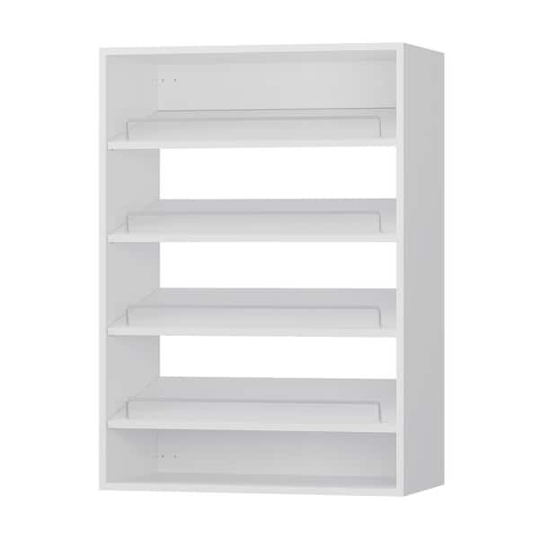 19.5 in. W White Modular Adjustable, Stacking, Shoe Shelf, Tower Unit, Wood Closet System with 4 Shelves