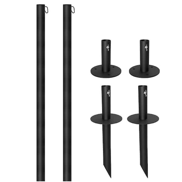 ACHLA DESIGNS 46 in. H Black Powdercoated Wrought Iron Outdoor O-Hook  Railing Poles for String Lights (Set of 2) TSW-04-2 - The Home Depot