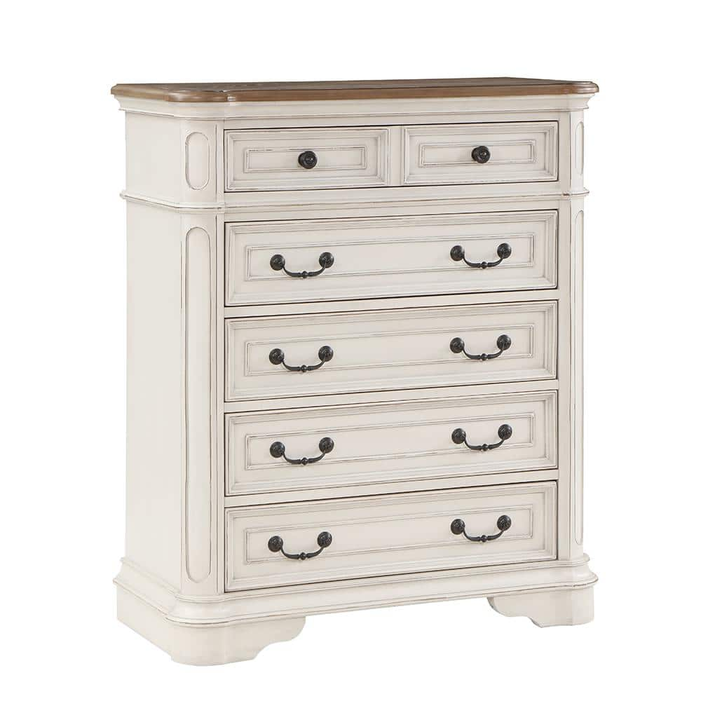 Acme Furniture Florian Antique White Finish 5 38 in. Chest of Drawers ...