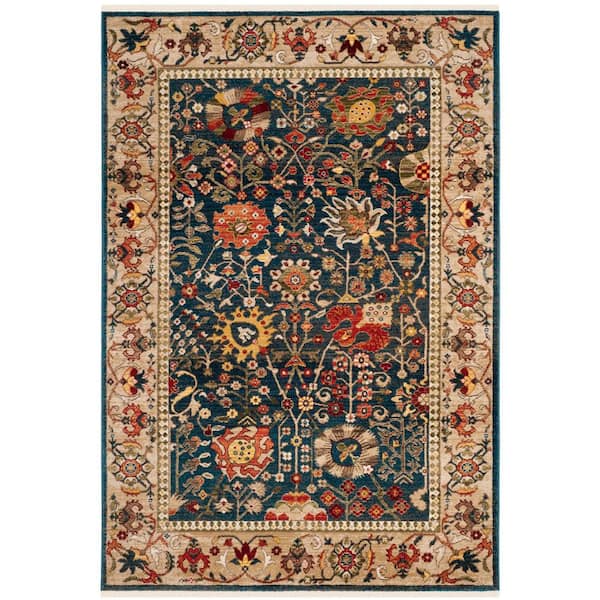 SAFAVIEH Kashan Blue/Tan 5 ft. x 7 ft. Border Area Rug