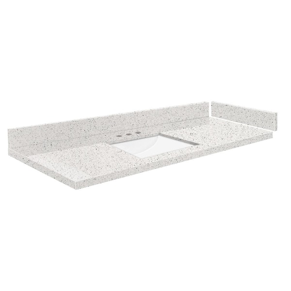 Transolid Silestone 49.5 in. W x 22.25 in. D Qt. White Rectangular Single Sink Vanity Top in Stellar Snow