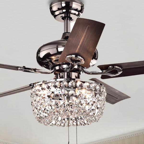 Warehouse Of Tiffany Angel 43 In Indoor Bronze 5 Blade Crystal Chandelier Ceiling Fan With Light Kit Cfl8110 The Home Depot - Brown Chandelier Ceiling Fan