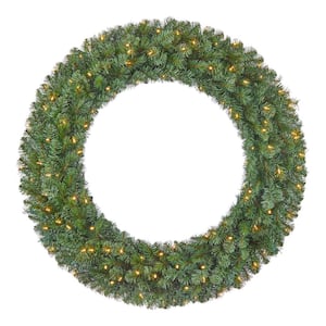 48 in. Pre-Lit LED Wesley Pine Artificial Christmas Wreath